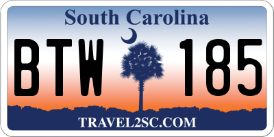 SC license plate BTW185