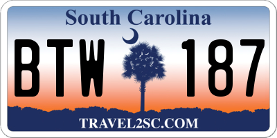 SC license plate BTW187