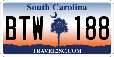 SC license plate BTW188