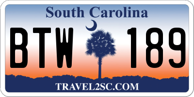 SC license plate BTW189