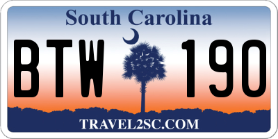 SC license plate BTW190