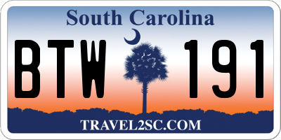 SC license plate BTW191