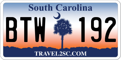 SC license plate BTW192