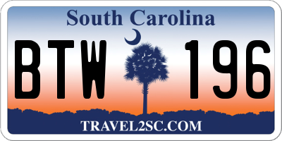 SC license plate BTW196