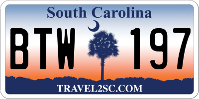 SC license plate BTW197