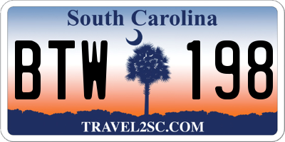 SC license plate BTW198
