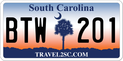 SC license plate BTW201