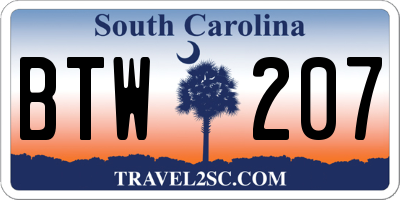 SC license plate BTW207
