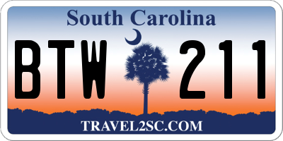 SC license plate BTW211