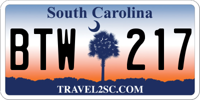 SC license plate BTW217