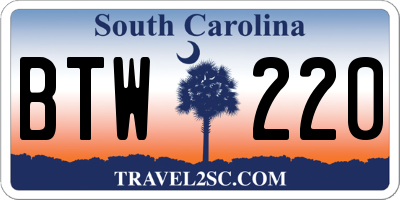 SC license plate BTW220