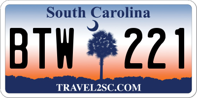 SC license plate BTW221