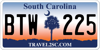 SC license plate BTW225