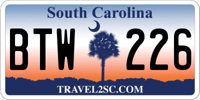 SC license plate BTW226
