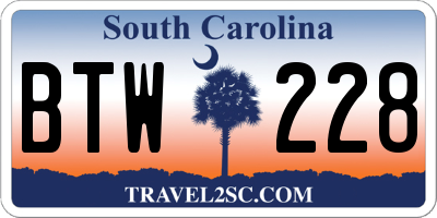 SC license plate BTW228