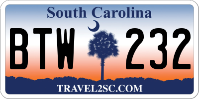 SC license plate BTW232