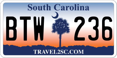 SC license plate BTW236
