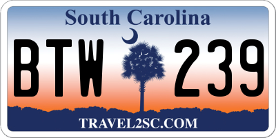 SC license plate BTW239