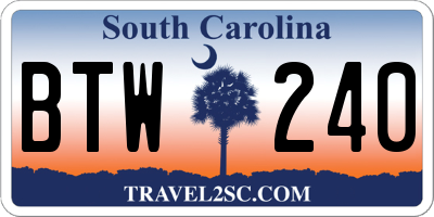 SC license plate BTW240