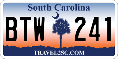 SC license plate BTW241