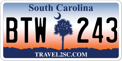 SC license plate BTW243