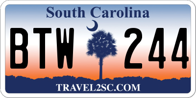 SC license plate BTW244