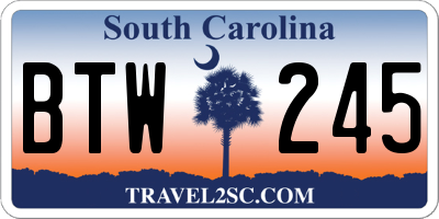 SC license plate BTW245