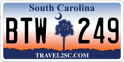 SC license plate BTW249
