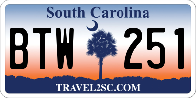 SC license plate BTW251