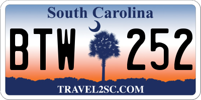 SC license plate BTW252