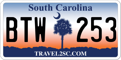 SC license plate BTW253