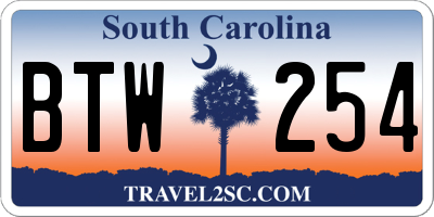 SC license plate BTW254