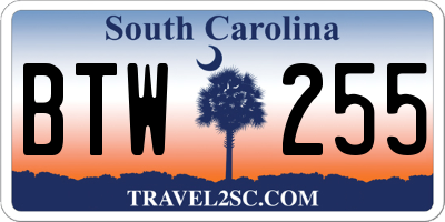 SC license plate BTW255