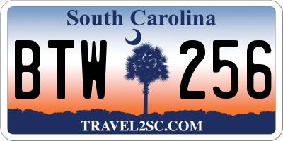 SC license plate BTW256