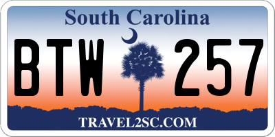SC license plate BTW257