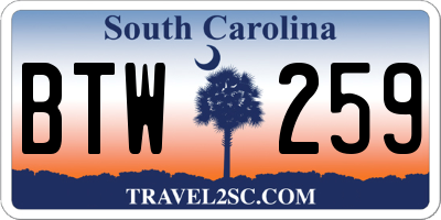 SC license plate BTW259