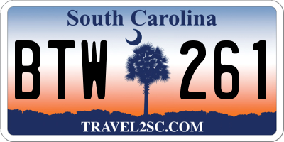 SC license plate BTW261