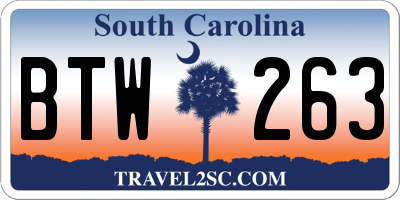 SC license plate BTW263