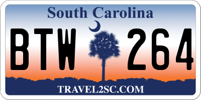 SC license plate BTW264