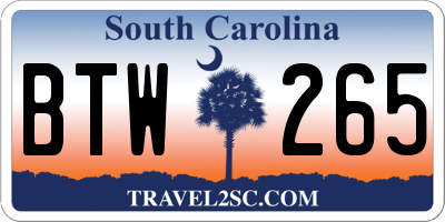 SC license plate BTW265