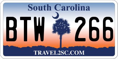 SC license plate BTW266