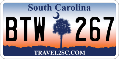 SC license plate BTW267