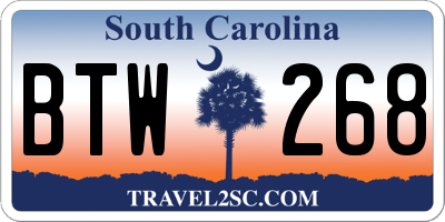 SC license plate BTW268