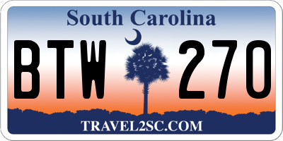 SC license plate BTW270