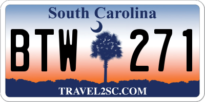 SC license plate BTW271