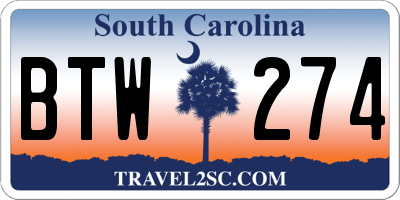 SC license plate BTW274
