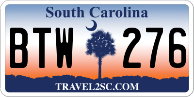 SC license plate BTW276