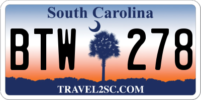 SC license plate BTW278