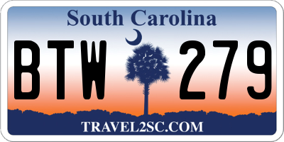 SC license plate BTW279