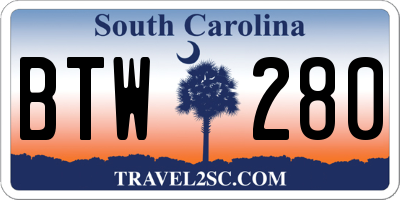 SC license plate BTW280